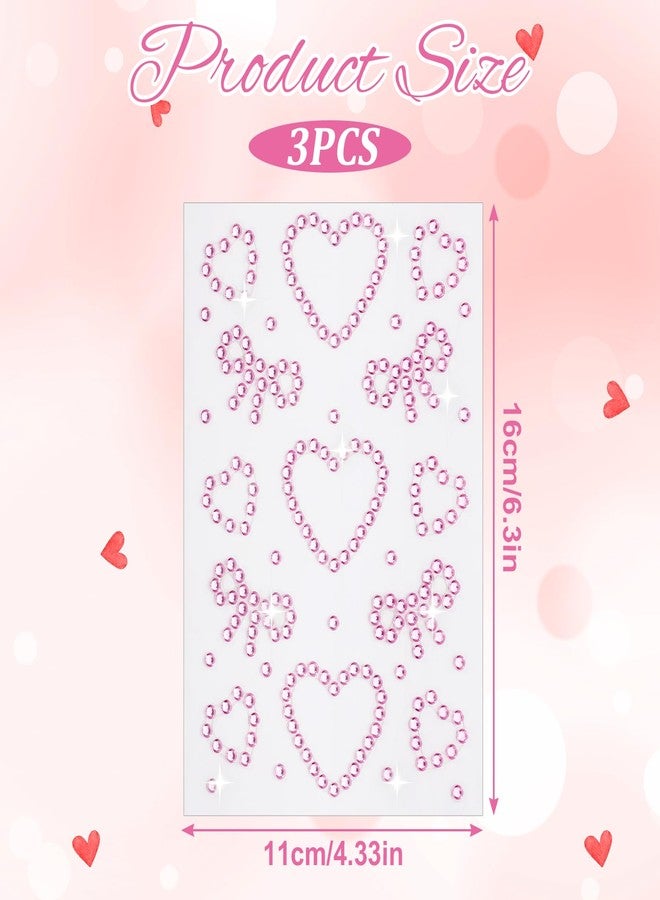 Aeaocvo 3 Sheets Heart Face Gems Stickers, Self Adhesive Rhinestone Pearl Stickers, Face Jewels for Women, Faces Rhinestones for Faces Eye Makeup Nail Body Crafts - Image 2